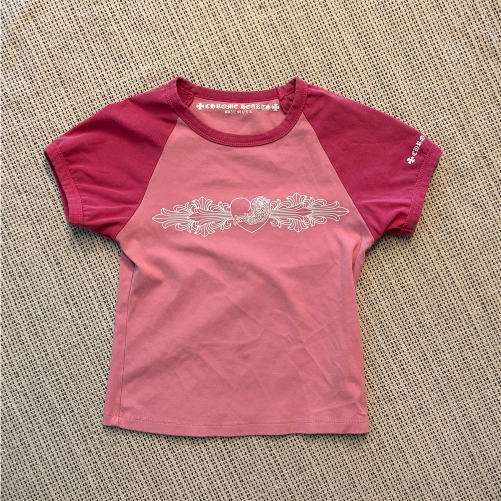 Chrome Hearts pink crop top